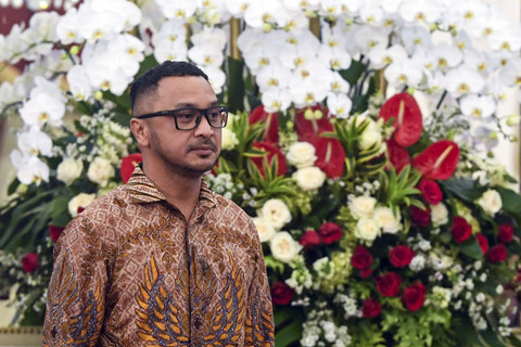 Wakil Menteri Kebudayaan, Giring Ganesha berjalan saat dipanggil Presiden Prabowo Subianto dalam pengumuman jajaran menteri Kabinet Merah Putih di Istana Merdeka, Jakarta, Minggu (20/10/2024). Foto: Muhammad Adimaja/ANTARA FOTO