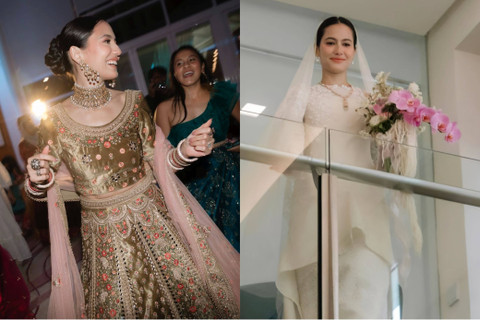 Potret gaya Pevita Pearce dari proses henna night, akad nikah, hingga resepsi. Foto: Instagram @pevpearce