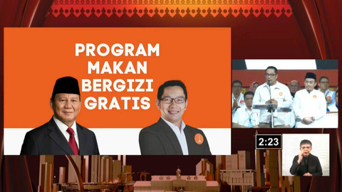 Paslon nomor urut 01 Ridwan Kamil-Suswono menyampaikan visi dan misi saat Debat Kedua Pilgub Jakarta di City Beach International Stadium (BCIS) Ancol, Jakarta, Minggu (27/10/2024). Foto: YouTube/ KPU PROVINSI DKI JAKARTA 