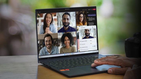 Ilustrasi video conference di laptop AI. Foto: dok. AMD