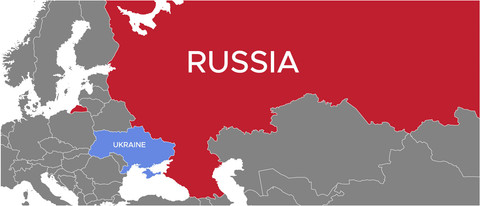 Peta wilayah perbatasan negara Rusia dan Ukraina. Foto: Asus/Shutterstock
