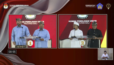 Debat Perdana Pilgub Bali Mulia-PAS dan Koster-Giri, Rabu (30/10/2024). Foto: YouTube/ KPU Provinsi Bali