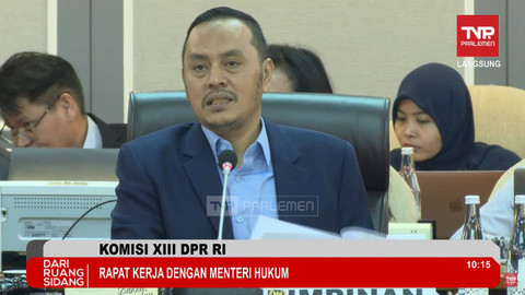 Rapat kerja Komisi XIII DPR RI dengan Menteri Hukum Supratman Andi Agtas di Kompleks Parlemen, Jakarta, Senin (4/11/2024). Foto: Youtube/ TVR Parlemen
