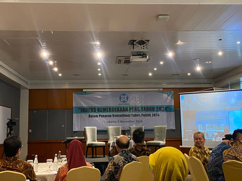 Suasana Launching Survei Indeks Kebebasan Pers (IKP) Dewan Pers di Hotel Gran Melia, Jakarta pada Selasa (5/11). Foto: Abid Raihan/kumparan