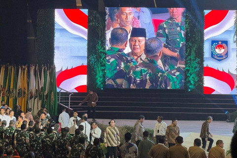 Presiden Prabowo Subianto tiba di acara Rakornas Forkopimda 2024 di SICC Bogor, Kamis (7/11/2024). Foto: Luthfi Humam/kumparan