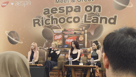 Meet n Greet aespa on Richoco Lans bersama Nabati yang digelar di ICE BSD, Sabtu (9/11/2024). Foto: Ela Nurlaela/kumparan