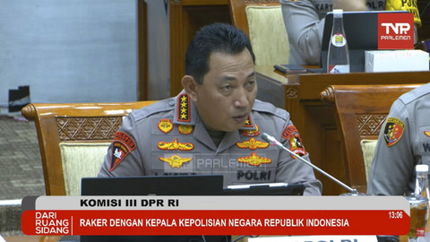 Suasana rapat kerja Komisi III DPR RI dengan Kepala Kepolisian Negara Republik Indonesia di Gedung Parlemen, Jakarta, Senin (11/11/2024). Foto: YouTube/ TVR Parlemen