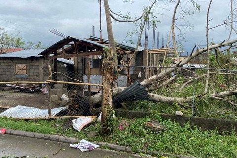 Pohon dan bangunan rusak akibat Topan Super Man-Yi di provinsi Catanduanes, Filipina, Minggu (17/11/2024). Foto: Philippine Red Cross/via REUTERS