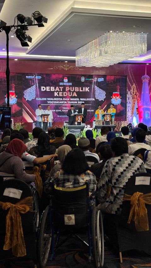 Kehadiran kaum difabel dalam debat publik kedua Calon Wali Kota dan Wakil Wali Kota Yogyakarta, Sabtu (16/11). Foto: Pandangan Jogja
