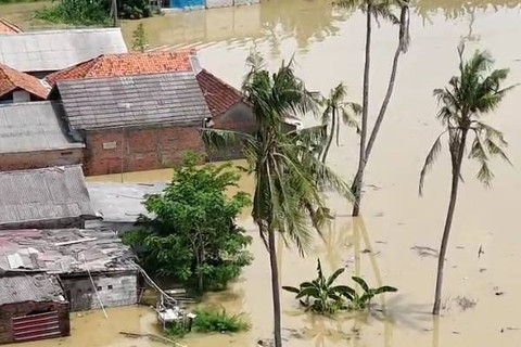 Banjir merendam rumah warga di Desa Karangligar, Kecamatan Telukjambe Barat, Karawang, Kamis (21/11/2024). Foto: BPBD Karawang