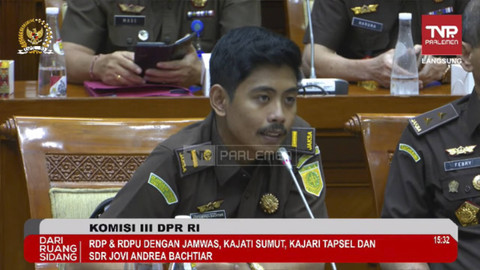 Jaksa Jovi mengikuti Rapat Dengar Pendapat dengan Komisi III DPR RI di Kompleks Parlemen, Senayan, Jakarta, Kamis (21/11/2024). Foto: YouTube/ TV Parlemen 