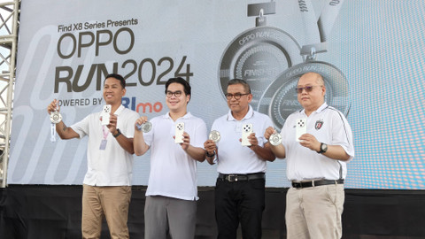 Jumpa pers Oppo Run 2024 di Bali yang dihadiri oleh eksekutif Oppo dan Bank BRI. Foto: Muhammad Fikrie/kumparan