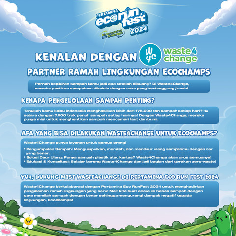 Pertamina gandeng Waste4Change dalam Pertamina Eco RunFest 2024. Foto: Dok. Pertamina
