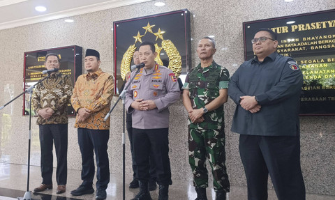 Kapolri Jenderal Listyo Sigit Prabowo menerima audiensi  DKPP, Bawaslu, dan KPU RI di Mabes Polri, Senin (25/11/2024). Foto: Thomas Bosco/kumparan