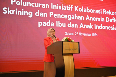 Peluncuran Inisiatif Kolaborasi Rekomendasi Skrining dan Pencegahan Anemia Defisiensi Besi pada Ibu dan Anak di Hotel Borobudur, Jakarta, Selasa (26/11/2024). Foto: Ikatan Bidan Indonesia