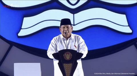 Presiden RI Prabowo Subianto menghadiri acara Puncak Hari Guru Nasional di Velodrome, Jakarta Timur, Kamis (28/11/2024).  Foto: YouTube/ Sekretariat Presiden