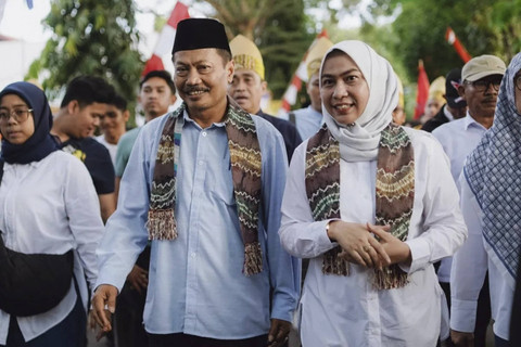 Pasangan Calon Wali Kota-Wakil Wali Kota Banjarbaru, Lisa Halaby (kanan)-Wartono. Foto: ANTARA/ HO Timses Lisa Halaby