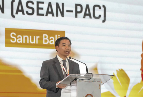 Wakil Ketua State Inspection Authority (SIA) Republik Demokratik Rakyat Laos, Vilayvanh Boutdakham, memberikan sambutan di acara The 20th Principals Meeting of the ASEAN-PAC di Bali, Senin (2/12/2024). Foto: Dok. KPK