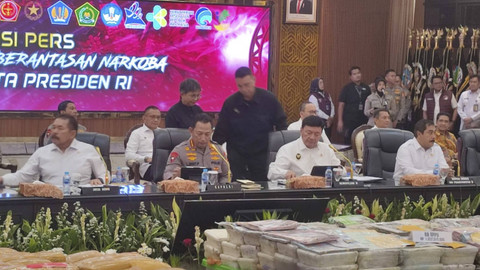 Konferensi pers terkait pencapaian desk pemberantasan narkoba di Rupatama Polri. Foto: Rachmadi Rasyad/kumparan