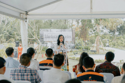 Direktur Utama InJourney Hospitality, Christine Hutabarat, saat sambutan dalam Groundbreaking Ceremony Ethnobotanical Garden di KEK Sanur, Bali. Foto: InJourney Hospitality
