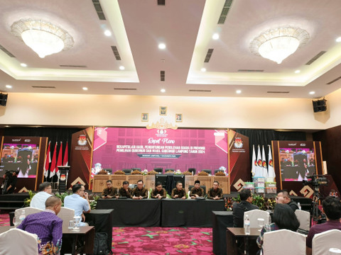 Rapat Pleno Terbuka Rekapitulasi Hasil Penghitungan Suara yang digelar Komisi Pemilihan Umum (KPU) Provinsi Lampung | Foto : Eka Febriani / Lampung Geh