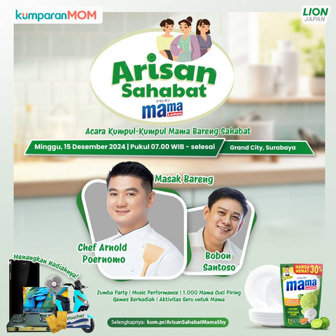Festival Arisan Mama akan diadakan di Grand City Surabaya, Minggu, 15 Desember, mulai pukul 07:00 WIB. Foto: kumparan