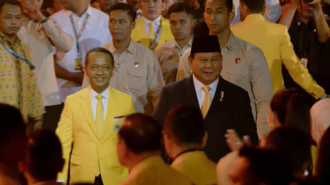 Presiden Prabowo Subianto menghadiri perayaan HUT ke-60 Partai Golkar di Sentul International Convention Center (SICC), Bogor, Kamis (12/12/2024). Foto: Golkar 