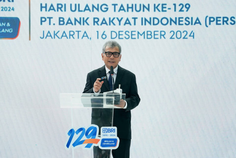 Direktur Utama BRI, Sunarso pada upacara HUT ke-129 di Jakarta, Senin (16/12/2024). Foto: Dok. BRI