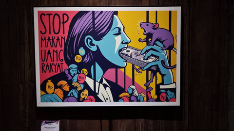 Komunitas Mural Ceria menggelar acara Exhibition Live Painting bertema aksi melawan korupsi lewat seni mural di Kopi Parang Solo. Foto: Dok. Istimewa