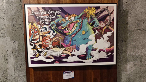 Komunitas Mural Ceria menggelar acara Exhibition Live Painting bertema aksi melawan korupsi lewat seni mural di Kopi Parang Solo. Foto: Dok. Istimewa
