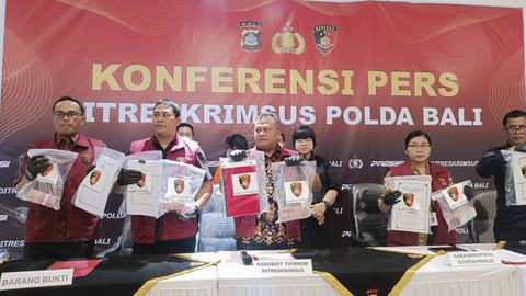 Jumpa pers kasus korupsi KONI Kabupaten Gianyar di Polda Bali. Foto: Denita BR Matondang/kumparan