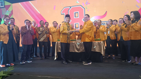 Ketua Umum Partai Hanura Oesman Sapta Odang (OSO) saat perayaan HUT ke-18 Hanura di Hotel Mercure Ancol, Jakarta Utara, Sabtu (21/12). Foto: Thomas Bosco/kumparan