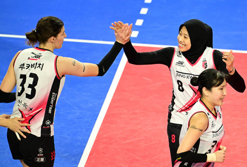 Megawati Hangestri Pertiwi bersama Red Sparks di musim 2024. Foto: kovo.co.kr