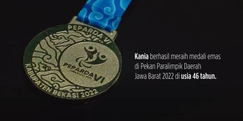 Medali emas yang diraih Kania di Pekan Paralimpik Daerah Jawa Barat 2022. Foto: Dok. Niat Baik Hasil Baik