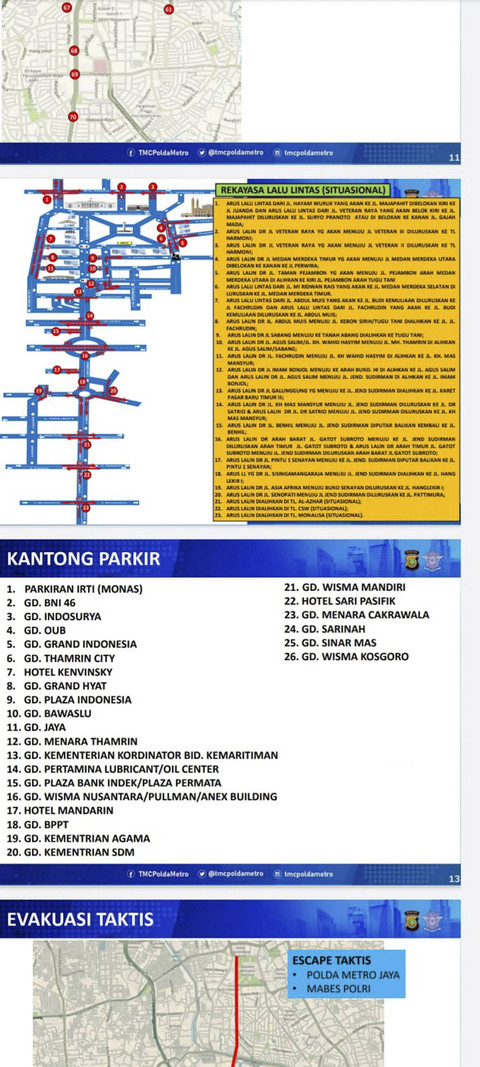 Rekayasa Lalu lintas dan Kantong Parkir saat perayaan Tahun Baru 2025 di Jalan Sudirman-Thamrin. Foto: Dok. Polda Metro Jaya