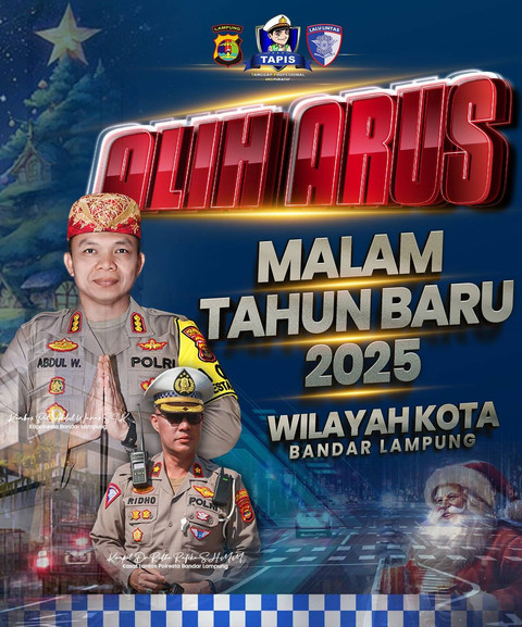 Flayer pengalihan arus lalulintas pada malam tahun 2025. | Foto: Dok Humas Polresta Bandar Lampung