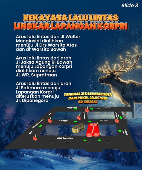 Flayer pengalihan arus lalulintas pada malam tahun 2025. | Foto: Dok Humas Polresta Bandar Lampung