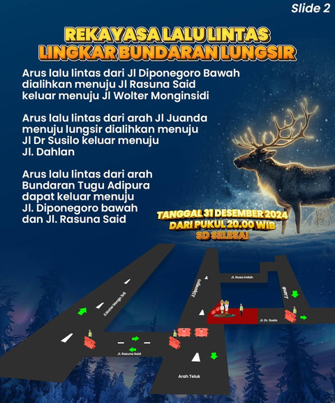 Flayer pengalihan arus lalulintas pada malam tahun 2025. | Foto: Dok Humas Polresta Bandar Lampung