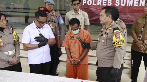 AH seorang pria warga Paberasan Sumenep menganiaya istrinya berinisial NC hingga tewas. Foto: Dok. Polres Sumenep