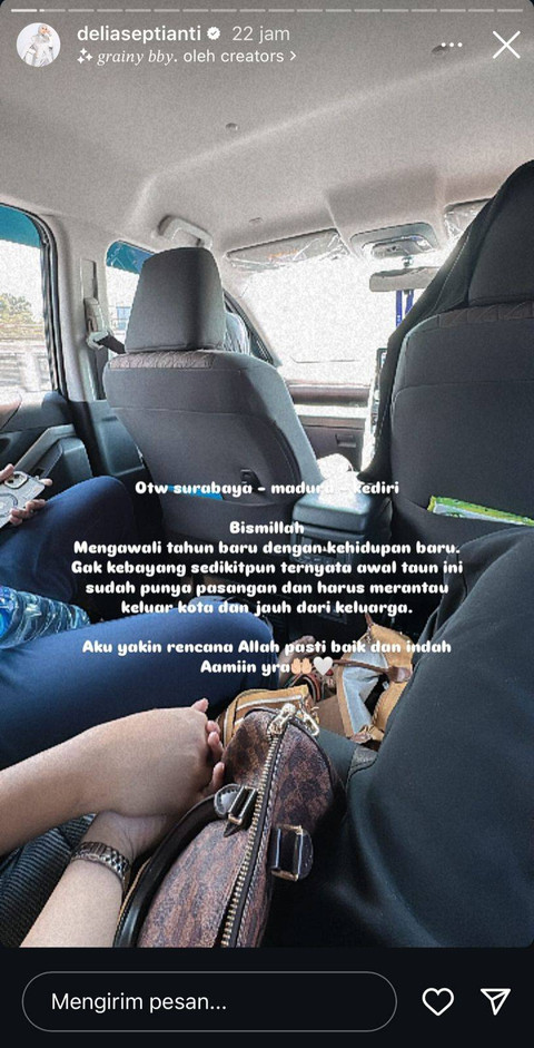 Delia Septianti tak menyangka mengawali tahun baru dengan kehidupan baru. Foto: Instagram @deliaseptianti