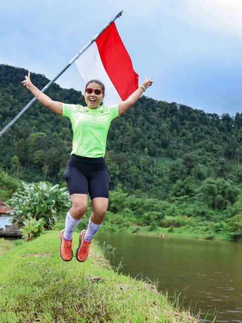 Widia Shufi, captain teman kumparan Running Club yang tengah latihan untuk persiapan Tahura Trail Running. Foto: Dok.istimewa
