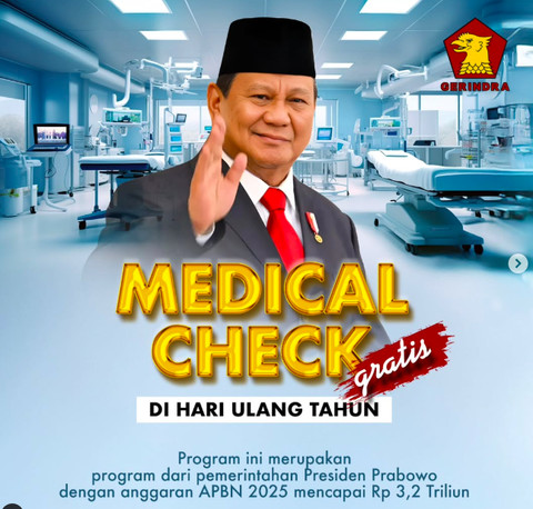 Program Prabowo "Medical Check Up" gratis di puskesmas pada hari ultah direncakan dimulai Februari 2025. Foto: Instagram/@gerindrajepara