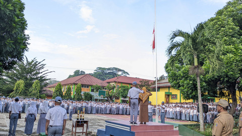 Suasana upacara ditahun 2025, di SMKN2 Bandar Lampung | Foto: Eva Nurdiah/ Lampung Geh