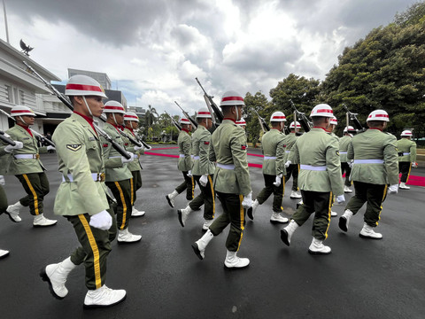 Kementerian Pertahanan Republik Indonesia sambut Menteri Pertahanan Jepang, Selasa (7/1/2025). Foto: Rayyan Farhansyah/kumparan