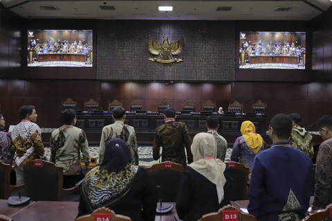 Suasana saat sidang hari kedua perselisihan hasil pemilihan pilkada di Gedung Mahkamah Konstitusi, Jakarta, Kamis (9/1/2025). Foto: Jamal Ramadhan/kumparan