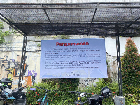 Pengumuman penutupan Teras Malioboro 2. Foto: Resti Damayanti/Pandangan Jogja
