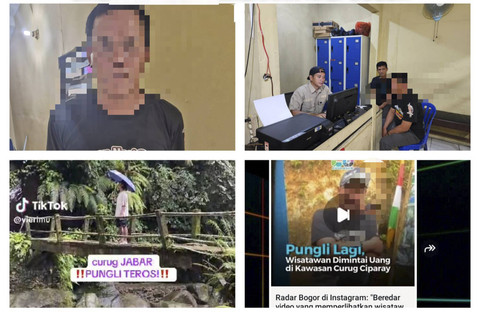 Pelaku pungli di Taman Gunung Salak, Kab. Bogor, saat diamankan polisi. Foto: Dok. Istimewa