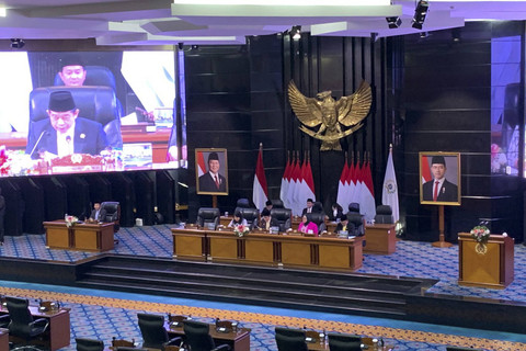 Suasana Rapat Paripurna penetapan pimpinan DPRD Provinsi DKI Jakarta di Gedung DPRD Jakarta, Selasa (14/1/2025). Foto: Luthfi Humam/kumparan