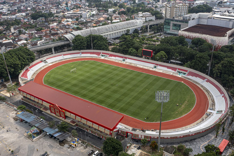 Foto udara stadion Bumi Sriwijaya Palembang, Sumatera Selatan, Kamis (16/1/2025). Foto: Nova Wahyudi/ANTARA FOTO