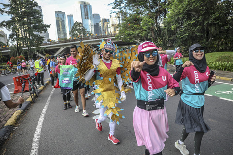 Aktivitas peserta kumparan Fun Run di kawasan CFD Jakarta, Minggu (19/1/2025). Foto: Aditia Noviansyah/kumparan